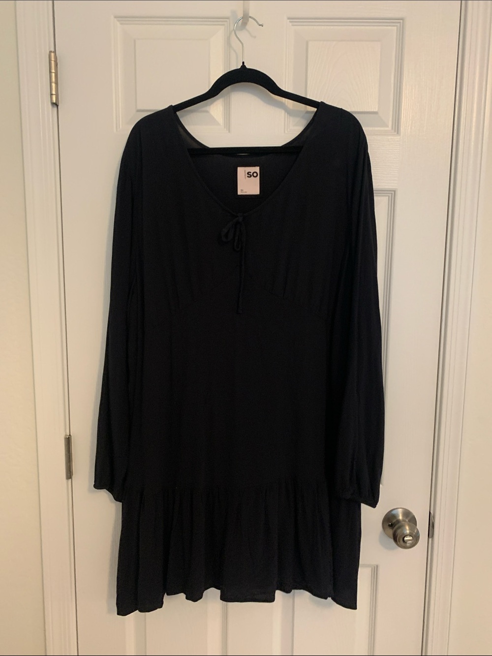 Black Long Sleeve Swing Dress